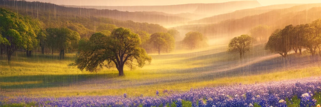Texas landscape covered in spring showers and flowers